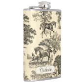 Elegante rustieke paarden Bomen Beige Tan Toile Heupfles (Rechts)
