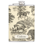 Elegante rustieke paarden Bomen Beige Tan Toile Heupfles (Voorkant)