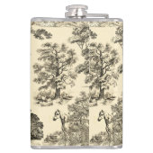 Elegante rustieke paarden Bomen Beige Tan Toile Heupfles (Achterkant)