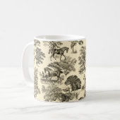 Elegante rustieke paarden Bomen Beige Tan Toile Koffiemok (Voorkant links)
