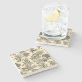 Elegante rustieke paarden Bomen Beige Tan Toile Stenen Onderzetter (Zijkant)