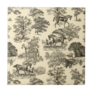 Elegante rustieke paarden Bomen Beige Tan Toile Tegeltje