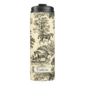 Elegante rustieke paarden Bomen Beige Tan Toile Thermosbeker (Voorkant)