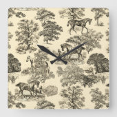 Elegante rustieke paarden Bomen Beige Tan Toile Vierkante Klok