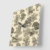 Elegante rustieke paarden Bomen Beige Tan Toile Vierkante Klok (Hoek)