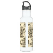 Elegante rustieke paarden Bomen Beige Tan Toile Waterfles (Achterkant)