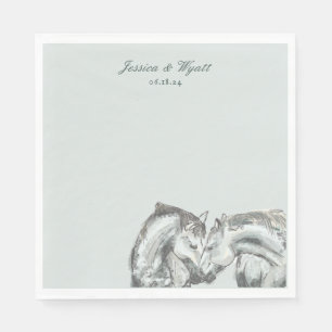 Elegante rustieke paarden die elkaar liefkozen tro servet