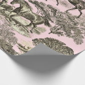 Elegante rustieke paarden Roze Beige Toile Naadloo Cadeaupapier (Hoek)