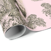 Elegante rustieke paarden Roze Beige Toile Naadloo Cadeaupapier (Rol Hoek)