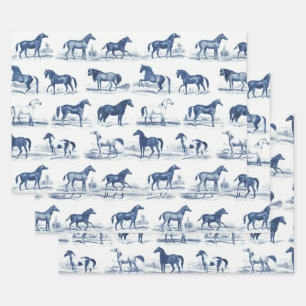 Elegante  rustieke paardenrassen Blauwe Toile Inpakpapier Vel