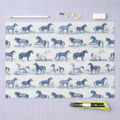 Elegante  rustieke paardenrassen Blauwe Toile Tissuepapier (Craft)