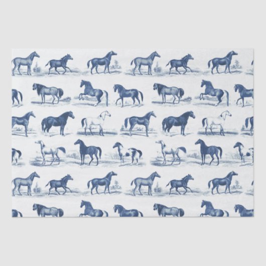 Elegante  rustieke paardenrassen Blauwe Toile Tissuepapier (Voorkant)