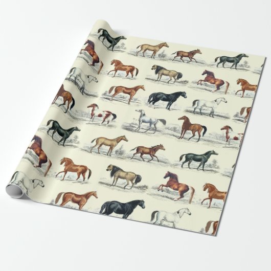 Elegante  rustieke paardenrassen Toile Cadeaupapier (Uitgerold)