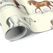 Elegante  rustieke paardenrassen Toile Cadeaupapier (Rol Hoek)
