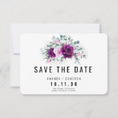Elegante rustieke Paarse blos Floral Save the Date Kaart (Voorkant)