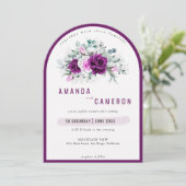 Elegante rustieke Paarse Blush Bloemen Fotobruilof Kaart (Staand voorkant)