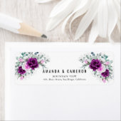 Elegante rustieke Paarse Blush Bloemen Trouwadres Etiket (Insitu)