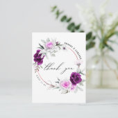 Elegante rustieke Paarse Blush bruiloft Bedankt Briefkaart (Staand voorkant)