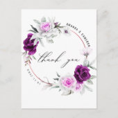 Elegante rustieke Paarse Blush bruiloft Bedankt Briefkaart (Voorkant)