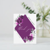 Elegante rustieke Paarse Blush bruiloft Bedankt Briefkaart (Staand voorkant)