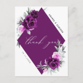 Elegante rustieke Paarse Blush bruiloft Bedankt Briefkaart (Voorkant)