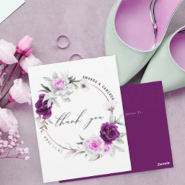 Elegante rustieke Paarse Blush bruiloft Bedankt Briefkaart