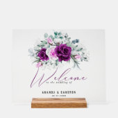 Elegante rustieke Paarse Blush bruiloft welkom Acryl Bord (Voorkant)