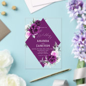 Elegante rustieke Paarse Blush geometrische bruilo Acryl Uitnodigingen (Insitu (Huwelijk))