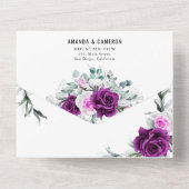 Elegante rustieke Paarse Blush geometrische bruilo All In One Uitnodiging (Achterkant)