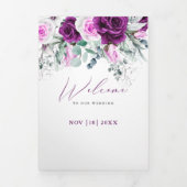 Elegante rustieke Paarse Blush geometrische bruilo Drieluik Aankondiging (Cover)