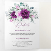 Elegante rustieke Paarse Blush geometrische bruilo Drieluik Aankondiging (Binnenzijde eerst)