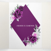 Elegante rustieke Paarse Blush geometrische bruilo Drieluik Aankondiging (Binnenkant midden)
