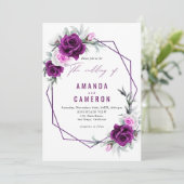Elegante rustieke Paarse Blush geometrische bruilo Kaart (Staand voorkant)