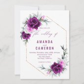 Elegante rustieke Paarse Blush geometrische bruilo Kaart (Voorkant)