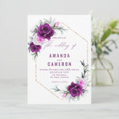 Elegante rustieke Paarse Blush geometrische bruilo Kaart (Staand voorkant)