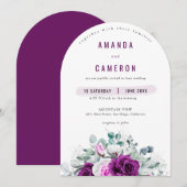 Elegante rustieke Paarse Blush geometrische bruilo Kaart (Voorkant / Achterkant)