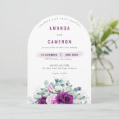 Elegante rustieke Paarse Blush geometrische bruilo Kaart (Staand voorkant)