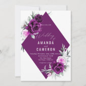 Elegante rustieke Paarse Blush geometrische bruilo Kaart (Voorkant)