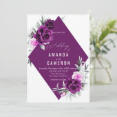 Elegante rustieke Paarse Blush geometrische bruilo Kaart (Staand voorkant)
