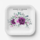 Elegante rustieke Paarse Blush geometrische bruilo Papieren Bordje (Voorkant)