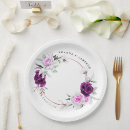 Elegante rustieke Paarse Blush geometrische bruilo Papieren Bordje