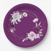 Elegante rustieke Paarse Blush geometrische bruilo Papieren Bordje (Voorkant)