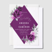 Elegante rustieke Paarse Blush geometrische bruilo Vellum Uitnodigingen (Offset)