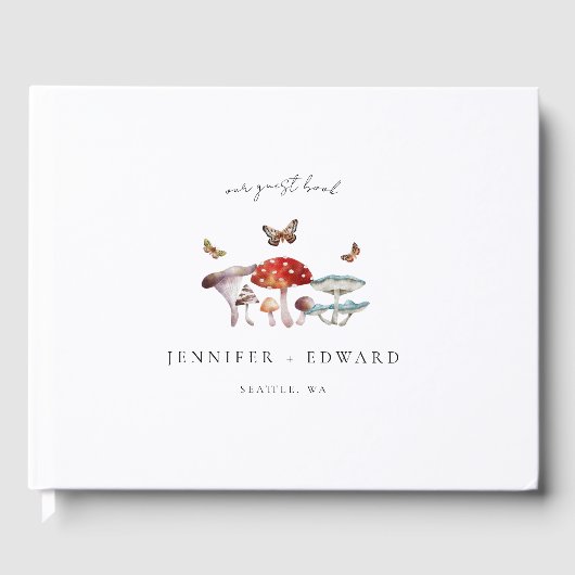 Elegante rustieke paddenstoel bruiloft gastenboek (Voorkant)