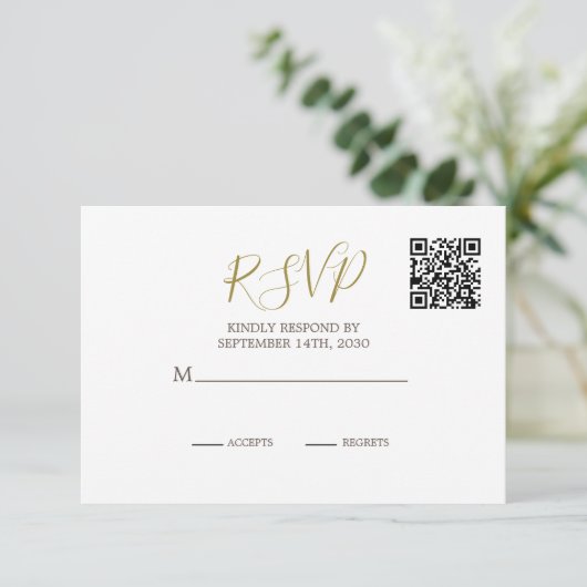 Elegante rustieke palmboom QR Code Bruiloft RSVP (Staand voorkant)