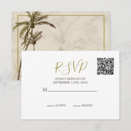 Elegante rustieke palmboom QR Code Bruiloft RSVP Kaartje
