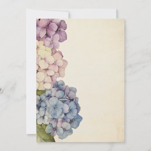 Elegante rustieke pastel hortensia bloem kaart (Achterkant)