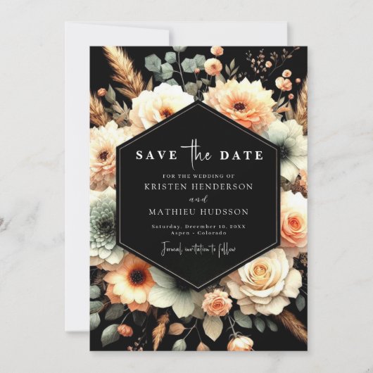 Elegante rustieke perzik bruiloft save the date (Voorkant)