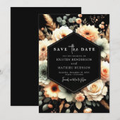 Elegante rustieke perzik bruiloft save the date (Voorkant / Achterkant)