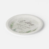 Elegante rustieke pijnbomen foto bruiloft papieren bordje (Gekanteld)